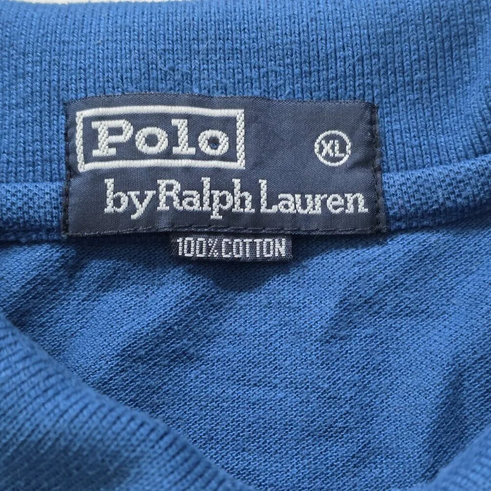 Ralph Lauren Polo T Shirt Mens XL Blue SS Buttons Preppy Cotton Casual Pony Boho